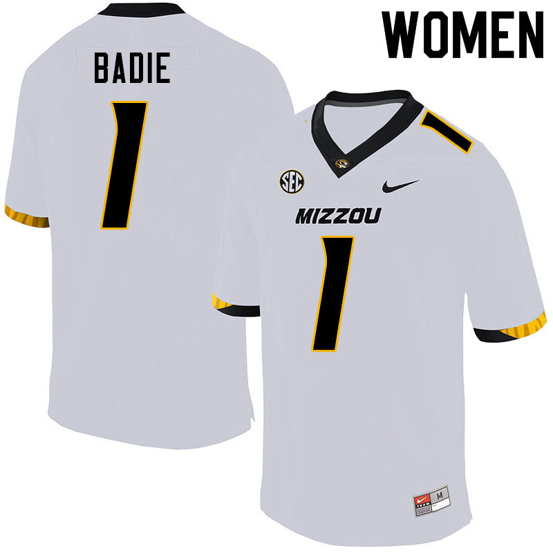 Women #1 Tyler Badie Missouri Tigers College Football Jerseys Sale-White